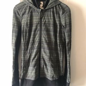 Green striped Lululemon zip up hoodie